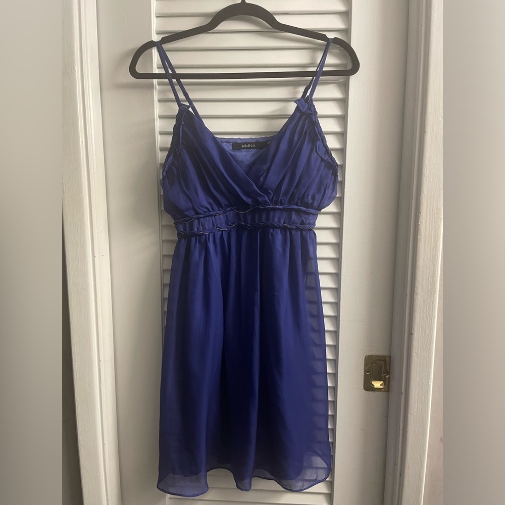 Ark & Co. Grecian Style Babydoll Slip Dress in Purple/Indigo-Gold Bead Detailing